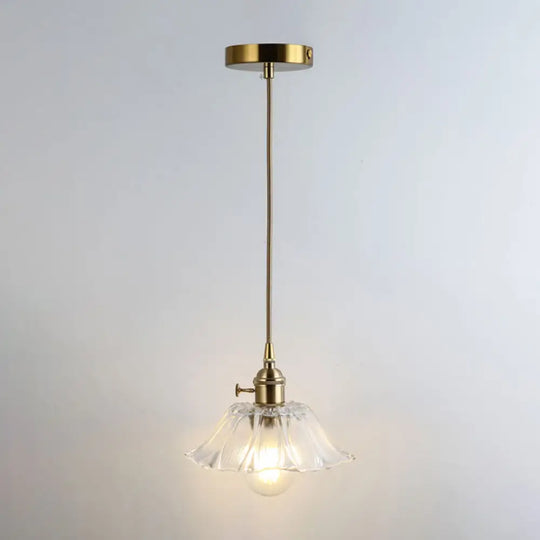 Clear Glass Pendant Lighting Fixture With Simplicity Shaded Hanging Light / W