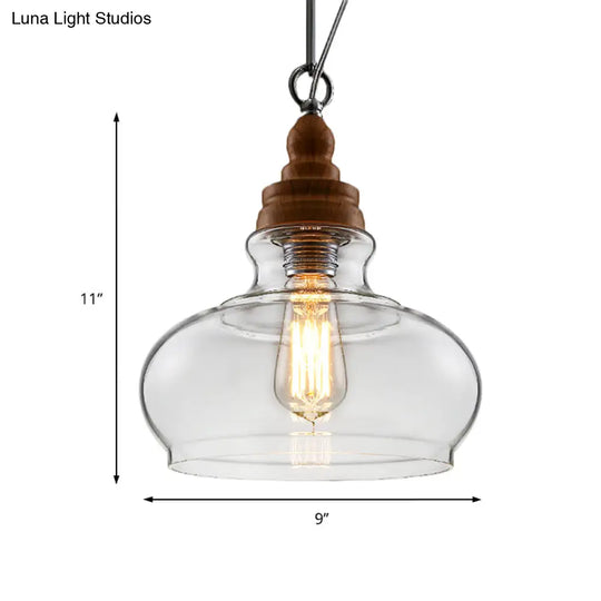 Clear Glass Pendant Lighting Modernist Ceiling Lamp For Restaurant - Globe/Bowl/Cone Design 1 Light