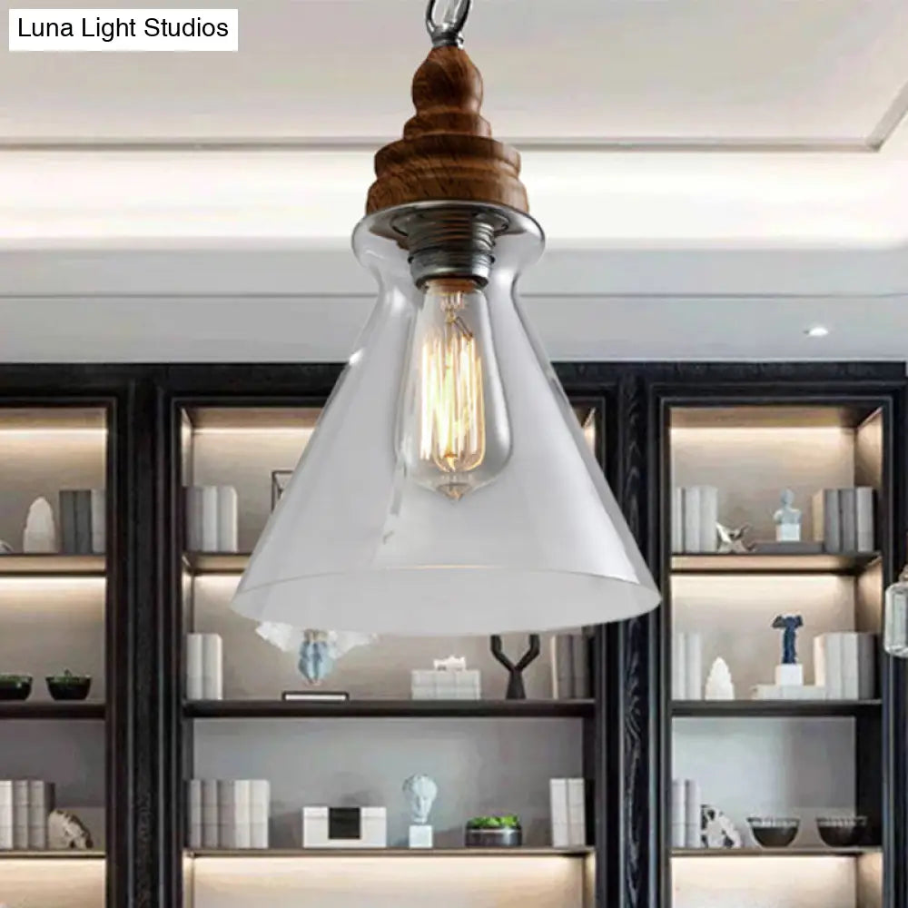 Clear Glass Pendant Lighting Modernist Ceiling Lamp For Restaurant - Globe/Bowl/Cone Design 1 Light