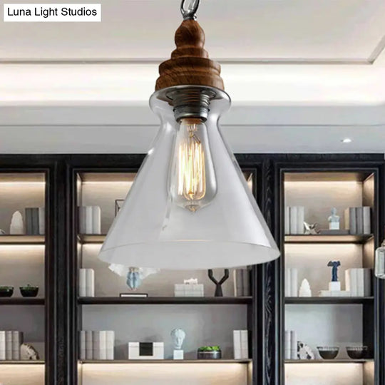 Clear Glass Pendant Lighting Modernist Ceiling Lamp For Restaurant - Globe/Bowl/Cone Design 1 Light