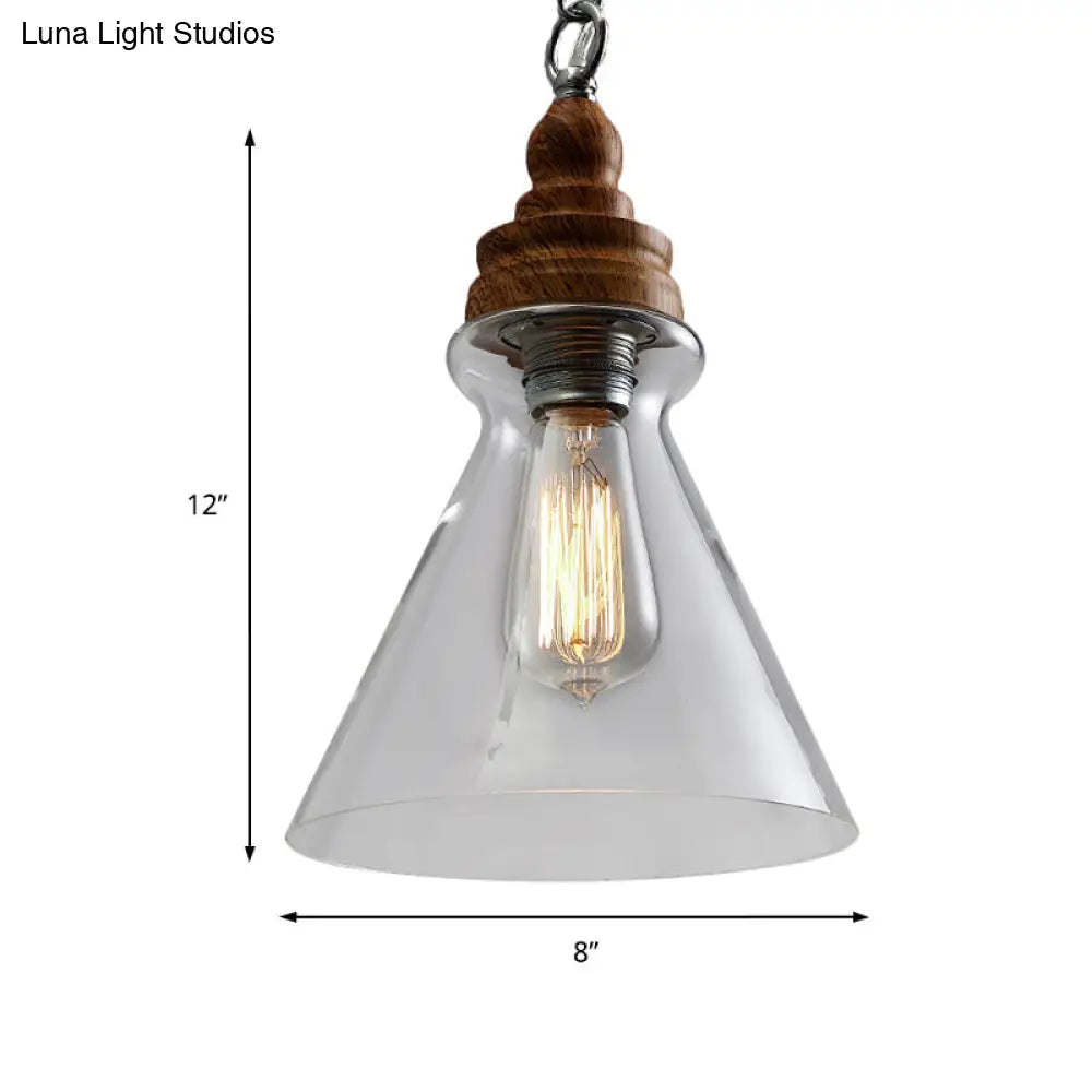 Clear Glass Pendant Lighting Kit - Modernist 1-Light Brown Ceiling Lamp For Restaurants