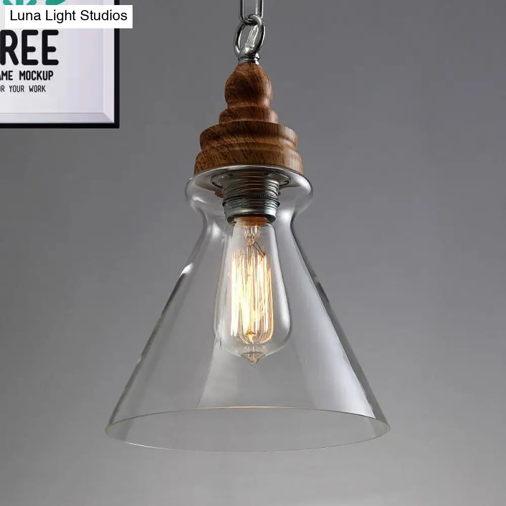 Clear Glass Pendant Lighting Kit - Modernist 1-Light Brown Ceiling Lamp For Restaurants