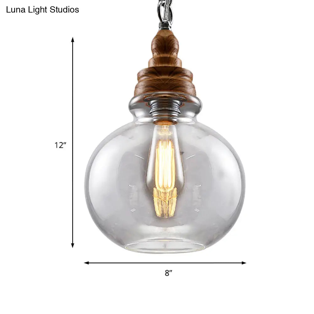 Clear Glass Pendant Lighting Kit - Modernist 1-Light Brown Ceiling Lamp For Restaurants