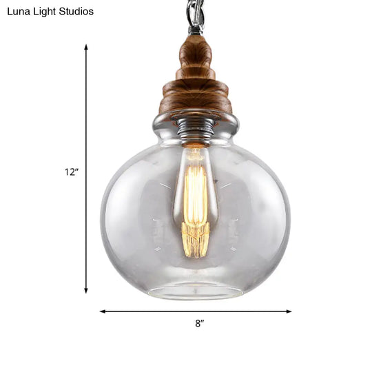 Clear Glass Pendant Lighting Kit - Modernist 1-Light Brown Ceiling Lamp For Restaurants