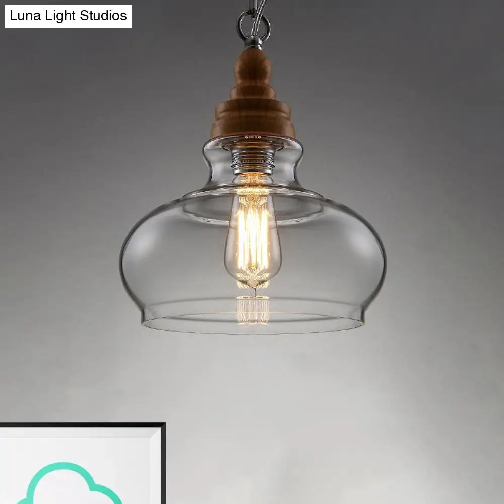 Clear Glass Pendant Lighting Modernist Ceiling Lamp For Restaurant - Globe/Bowl/Cone Design 1 Light