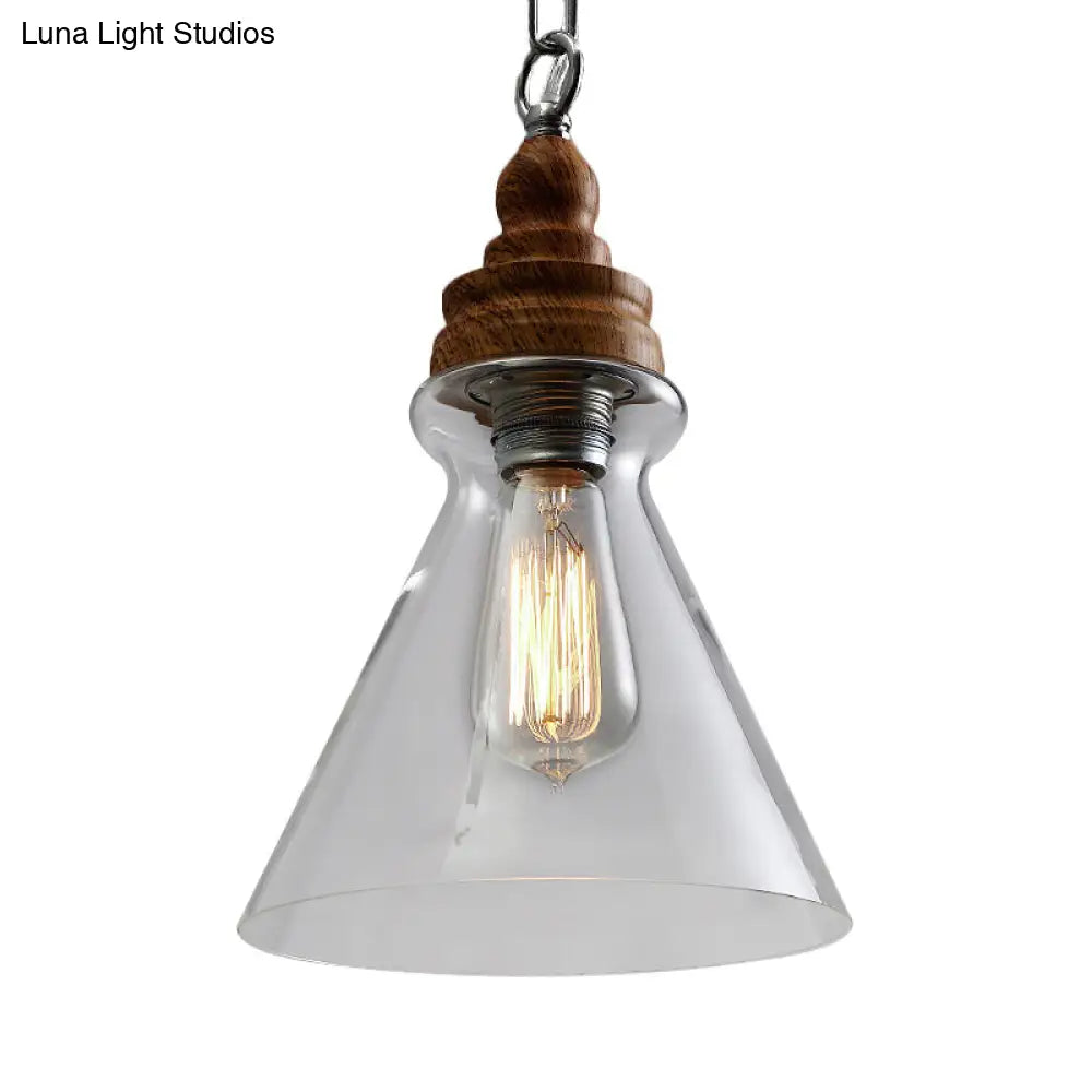 Clear Glass Pendant Lighting Kit - Modernist 1-Light Brown Ceiling Lamp For Restaurants