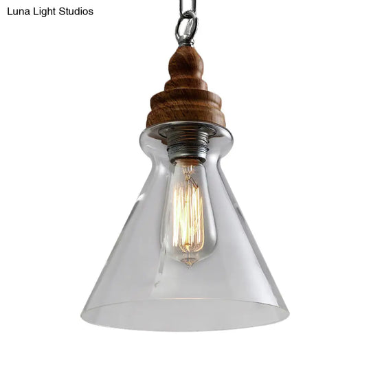 Clear Glass Pendant Lighting Kit - Modernist 1-Light Brown Ceiling Lamp For Restaurants