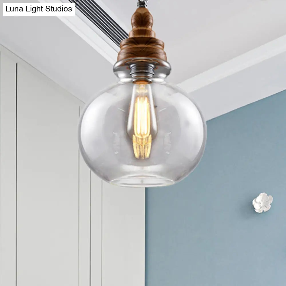 Clear Glass Pendant Lighting Modernist Ceiling Lamp For Restaurant - Globe/Bowl/Cone Design 1 Light