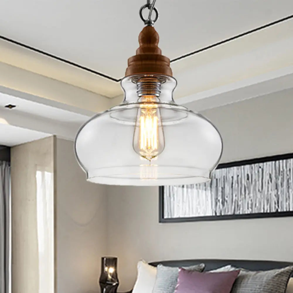 Clear Glass Pendant Lighting Modernist Ceiling Lamp For Restaurant - Globe/Bowl/Cone Design 1 Light