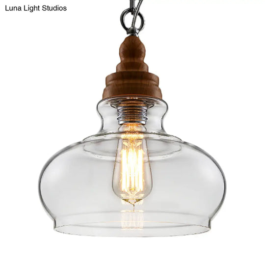 Clear Glass Pendant Lighting Kit - Modernist 1-Light Brown Ceiling Lamp For Restaurants