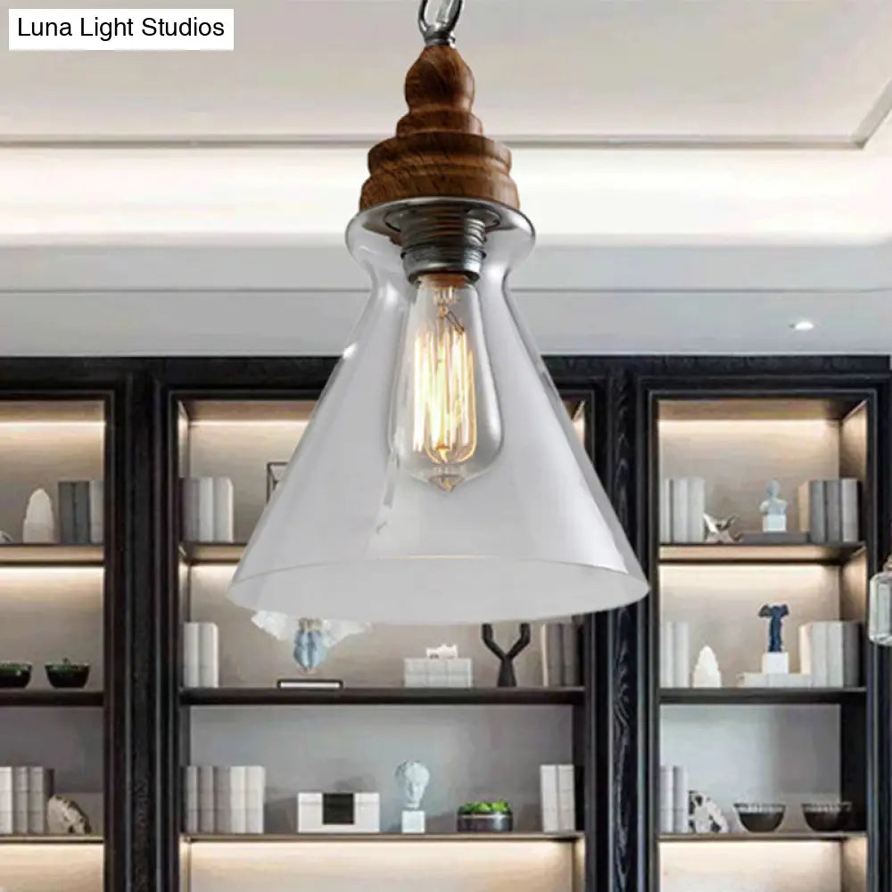 Clear Glass Pendant Lighting Kit - Modernist 1-Light Brown Ceiling Lamp For Restaurants