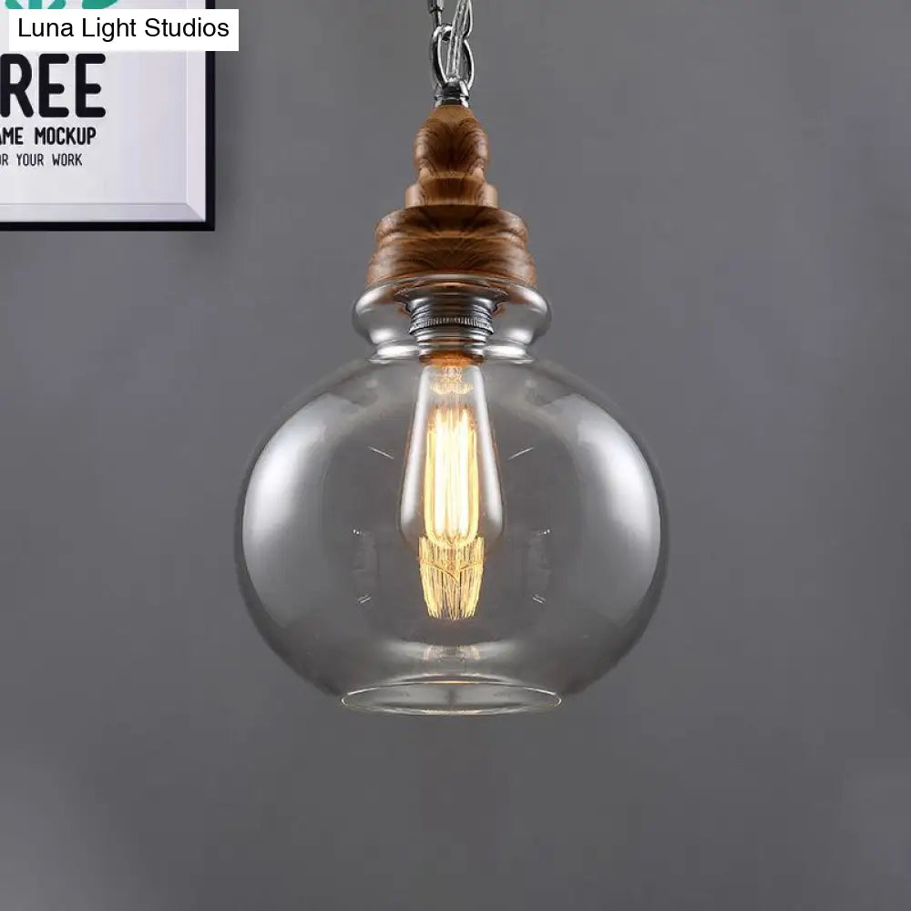 Clear Glass Pendant Lighting Modernist Ceiling Lamp For Restaurant - Globe/Bowl/Cone Design 1 Light