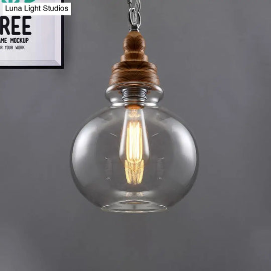 Clear Glass Pendant Lighting Modernist Ceiling Lamp For Restaurant - Globe/Bowl/Cone Design 1 Light