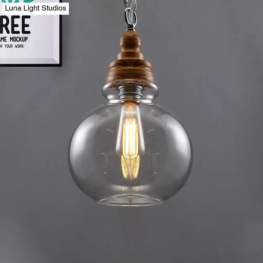 Clear Glass Pendant Lighting Kit - Modernist 1-Light Brown Ceiling Lamp For Restaurants