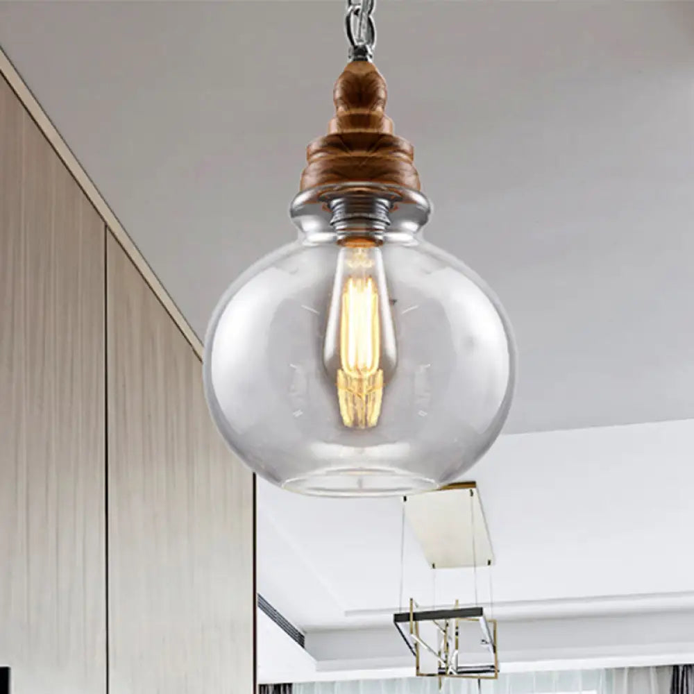 Clear Glass Pendant Lighting Modernist Ceiling Lamp For Restaurant - Globe/Bowl/Cone Design 1 Light