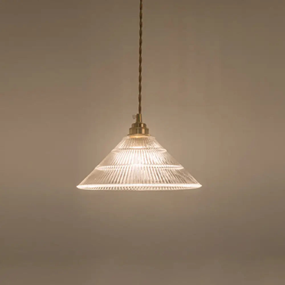 Clear Glass Retro Industrial Pendant Light For Kitchen - 1-Light Ceiling / 10’