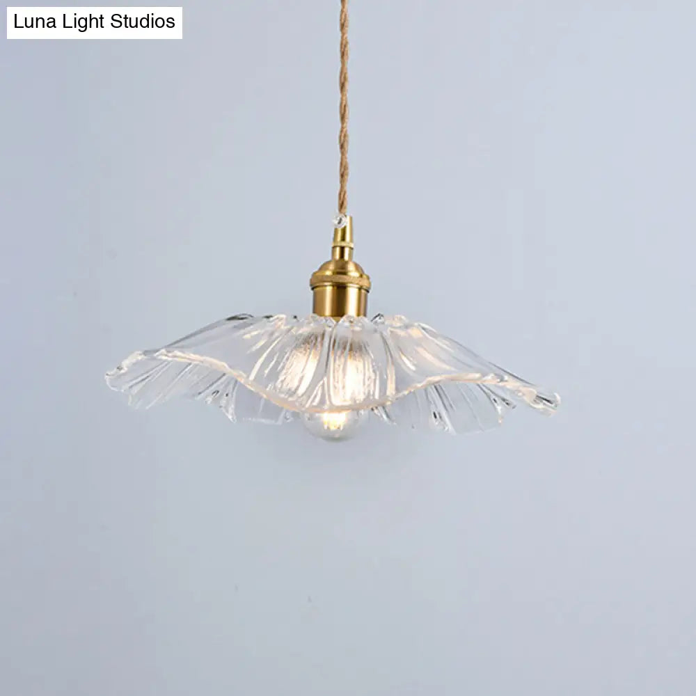 Clear Glass Retro Industrial Pendant Light For Kitchen - 1-Light Ceiling