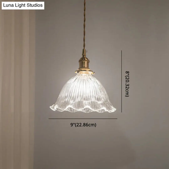 Clear Glass Retro Industrial Pendant Light For Kitchen - 1-Light Ceiling