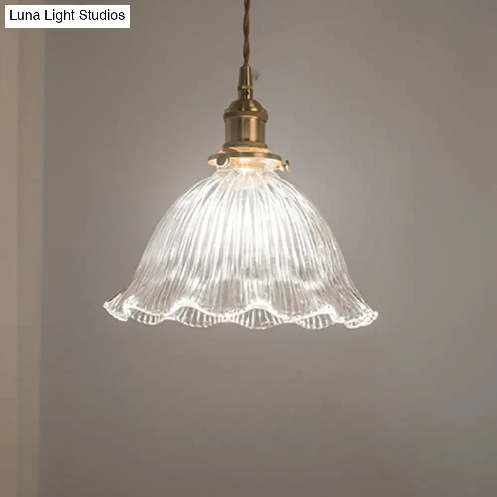 Clear Glass Retro Industrial Pendant Light For Kitchen - 1-Light Ceiling Fixture / 9