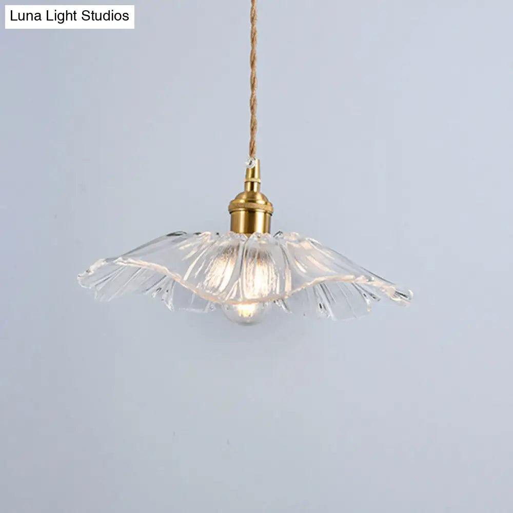 Clear Glass Retro Industrial Pendant Light For Kitchen - 1-Light Ceiling Fixture