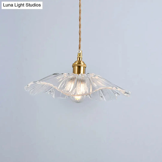 Clear Glass Retro Industrial Pendant Light For Kitchen - 1-Light Ceiling Fixture