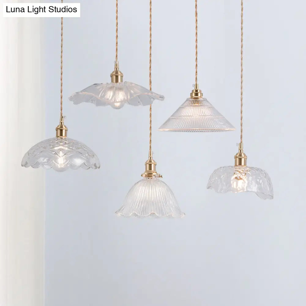 Clear Glass Retro Industrial Pendant Light For Kitchen - 1-Light Ceiling Fixture