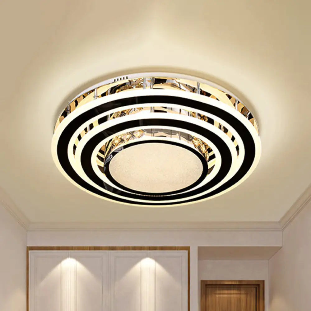 Clear Glass Stainless Steel Flushmount Led Ceiling Light Stainless - Steel