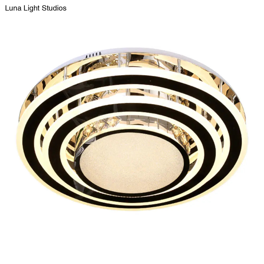 Clear Glass Stainless Steel Flushmount Led Ceiling Light