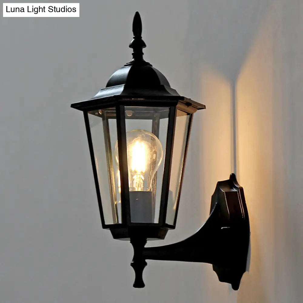 Clear Glass Tapered Wall Sconce Light - Traditional Outdoor Fixture