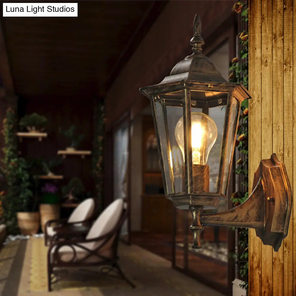 Clear Glass Tapered Wall Sconce Light - Traditional Outdoor Fixture