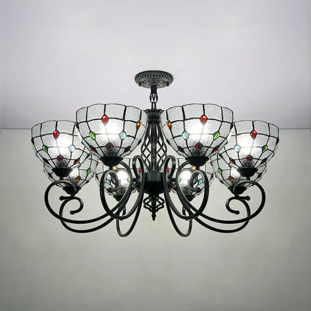 Clear Glass Tiffany Style Multi Light Bowl Chandelier Ceiling Fixture