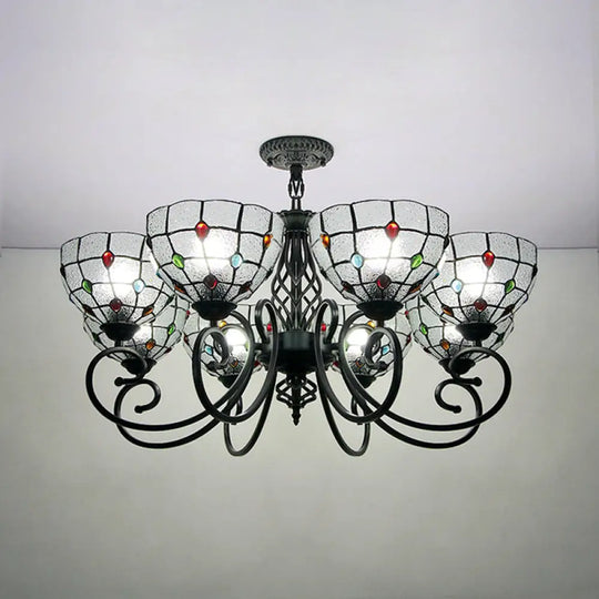 Clear Glass Tiffany Style Multi Light Bowl Chandelier Ceiling Fixture