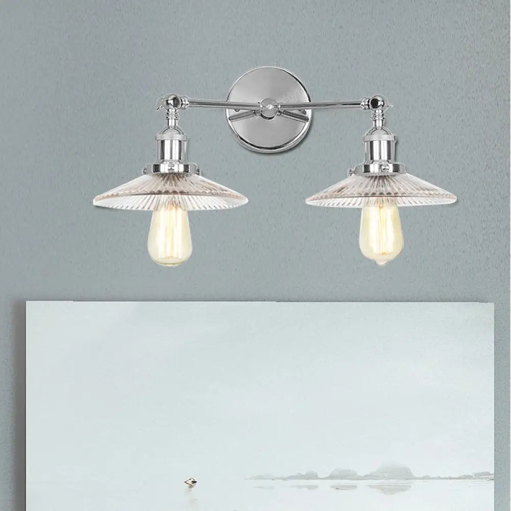 Clear Glass Wall Sconce With 2 Lights In Bronze/Brass/Chrome Finish - Perfect For Indoor Lighting