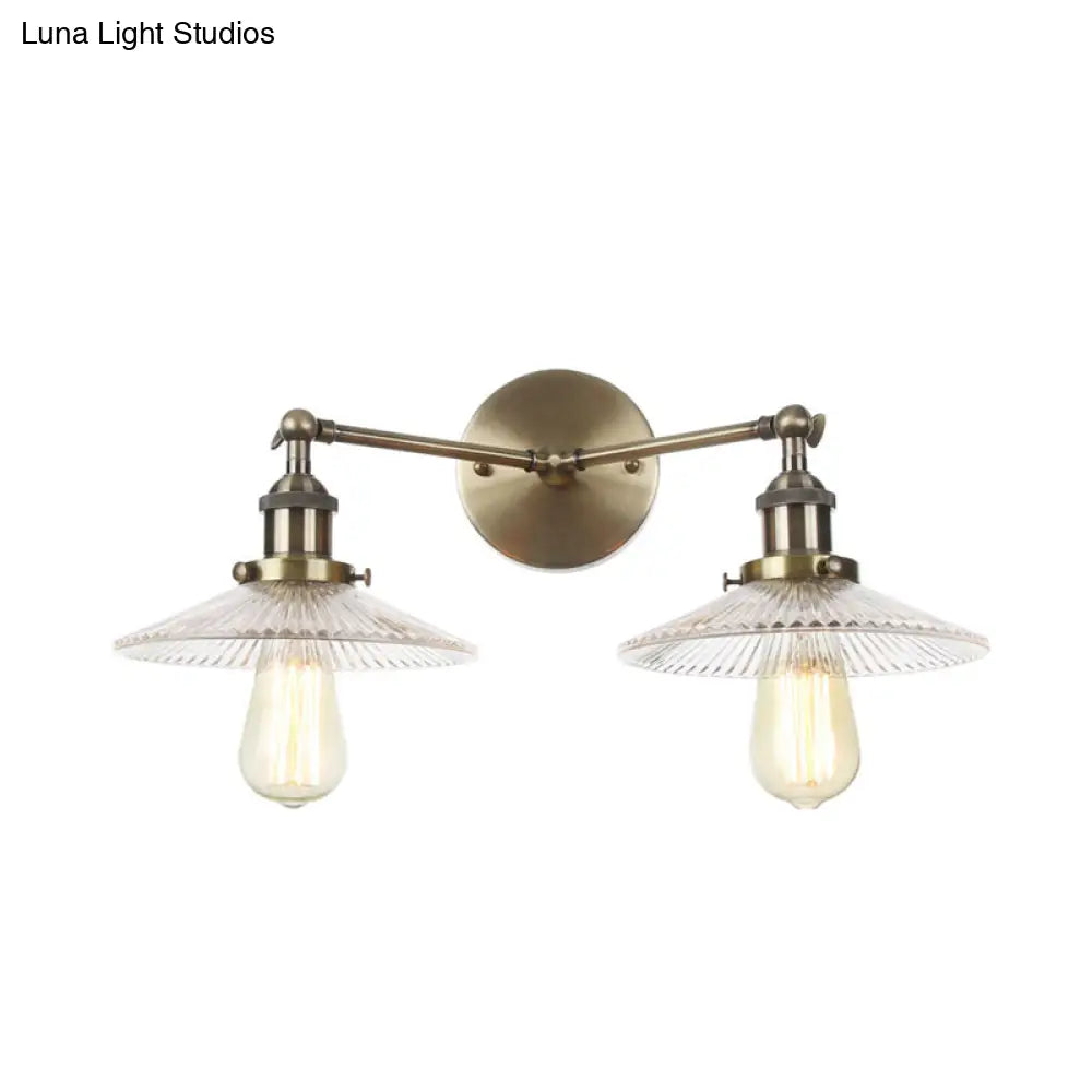 Clear Glass Wall Sconce With 2 Lights In Bronze/Brass/Chrome Finish - Perfect For Indoor Lighting