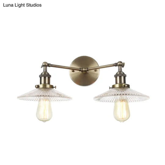 Clear Glass Wall Sconce With 2 Lights In Bronze/Brass/Chrome Finish - Perfect For Indoor Lighting