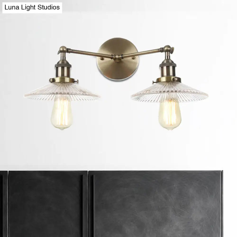 Clear Glass Wall Sconce With 2 Lights In Bronze/Brass/Chrome Finish - Perfect For Indoor Lighting