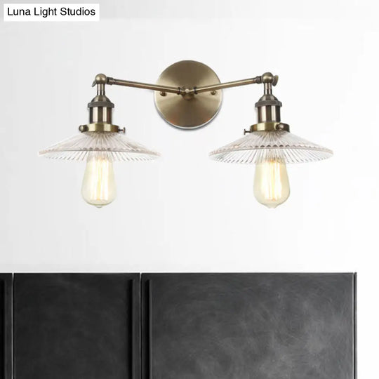 Clear Glass Wall Sconce With 2 Lights In Bronze/Brass/Chrome Finish - Perfect For Indoor Lighting