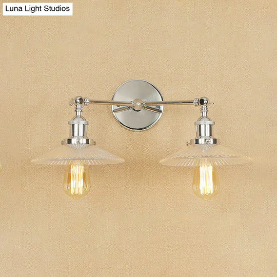 Clear Glass Wall Sconce With 2 Lights In Bronze/Brass/Chrome Finish - Perfect For Indoor Lighting