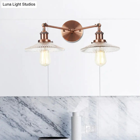 Clear Glass Wall Sconce With 2 Lights In Bronze/Brass/Chrome Finish - Perfect For Indoor Lighting