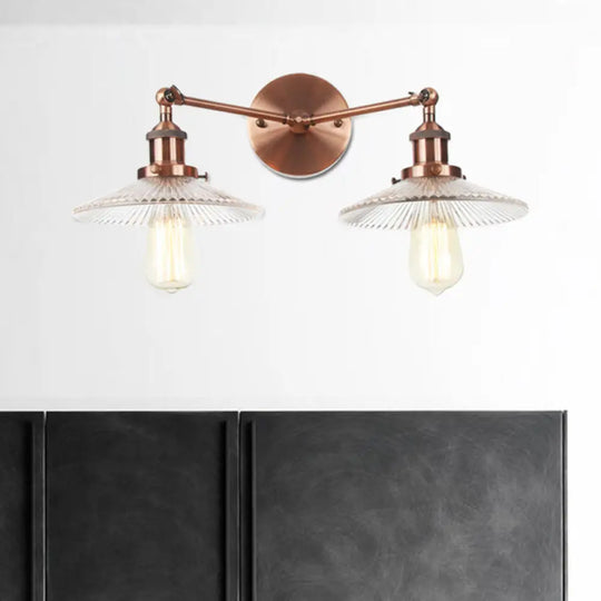 Clear Glass Wall Sconce With 2 Lights In Bronze/Brass/Chrome Finish - Perfect For Indoor Lighting