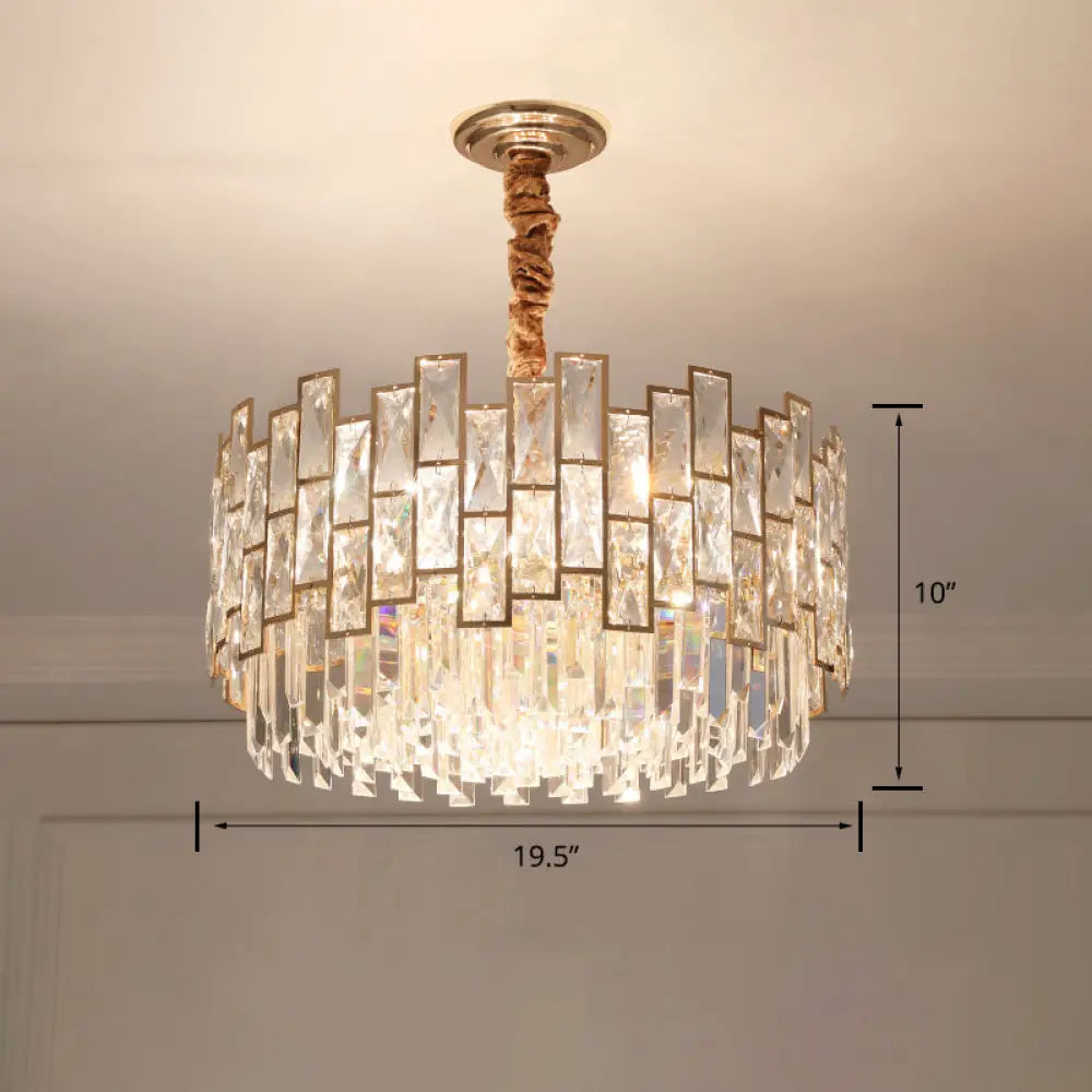 Clear K9 Crystal Chandelier: Modern Suspension Light For Dining Room / 19.5’