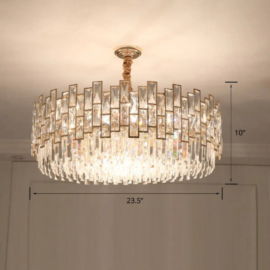 Clear K9 Crystal Chandelier: Modern Suspension Light For Dining Room / 23.5’