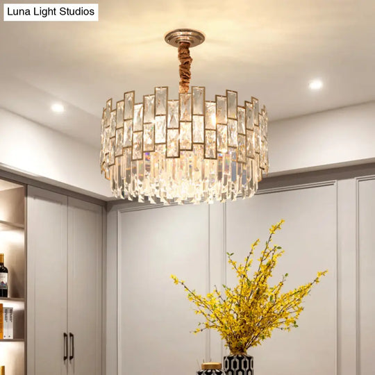 Clear K9 Crystal Chandelier: Modernist Suspension Light For Dining Room