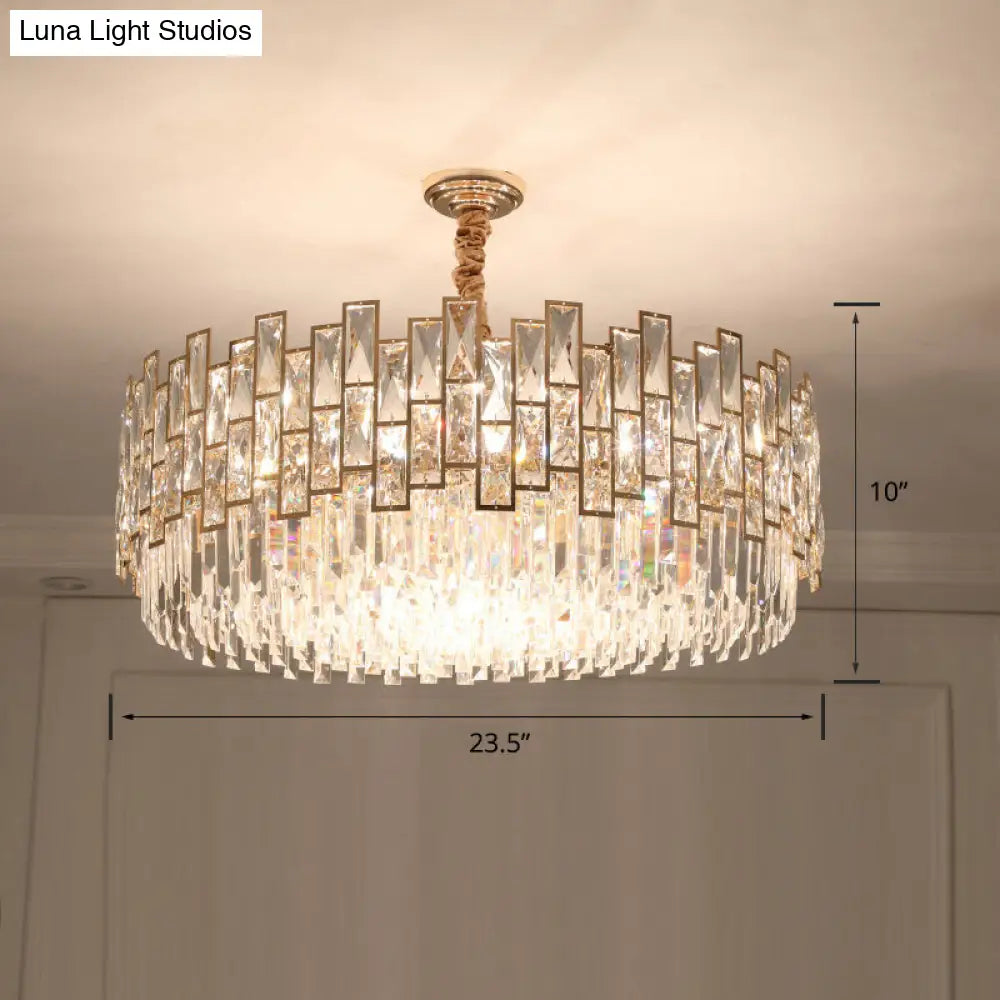 Clear K9 Crystal Chandelier: Modernist Suspension Light For Dining Room / 23.5