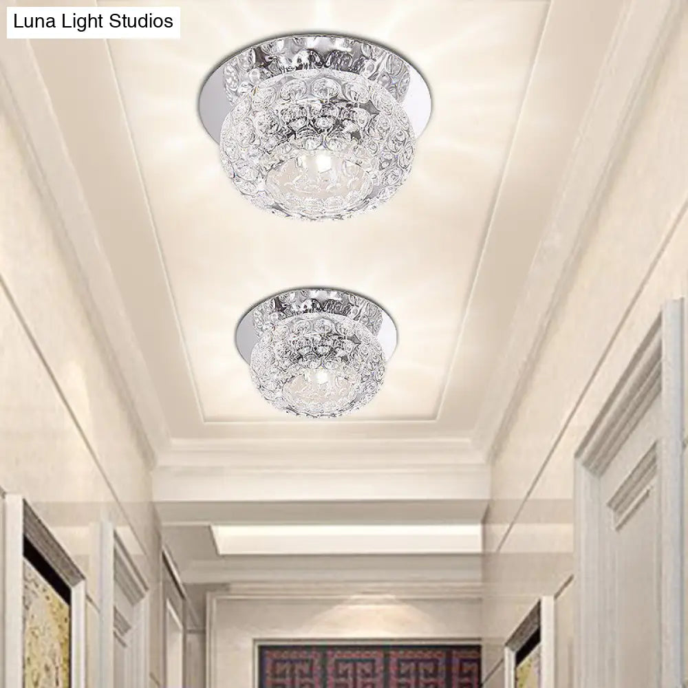 Clear K9 Crystal Doughnut Corridor Led Flush Mount Ceiling Light - Simplicity In Style