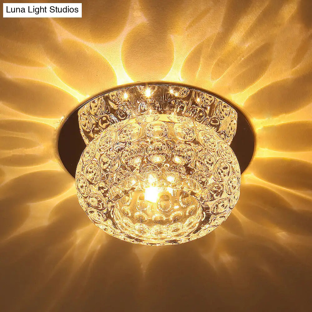 Clear K9 Crystal Doughnut Corridor Led Flush Mount Ceiling Light - Simplicity In Style / Warm