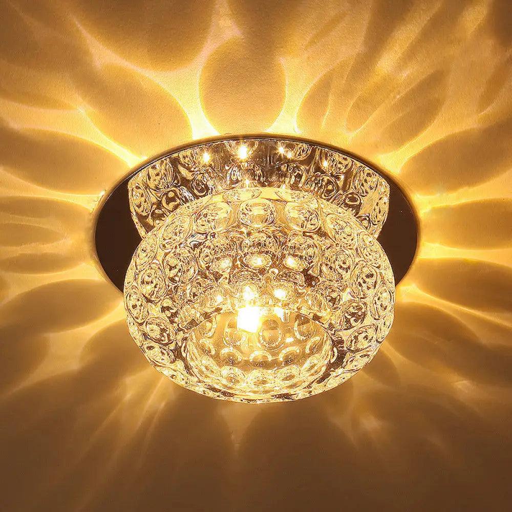 Clear K9 Crystal Doughnut Corridor Led Flush Mount Ceiling Light - Simplicity In Style / Warm