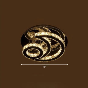 Clear K9 Crystal Moon And Sun Ceiling Lamp - Minimalist Stainless Steel Led Flush Light / 16’