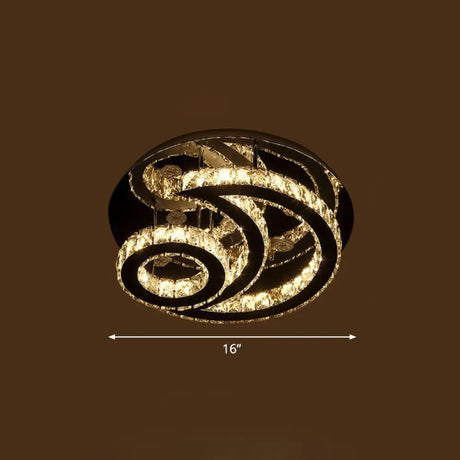 Clear K9 Crystal Moon And Sun Ceiling Lamp - Minimalist Stainless Steel Led Flush Light / 16’