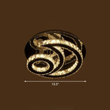 Clear K9 Crystal Moon And Sun Ceiling Lamp - Minimalist Stainless Steel Led Flush Light / 19.5’